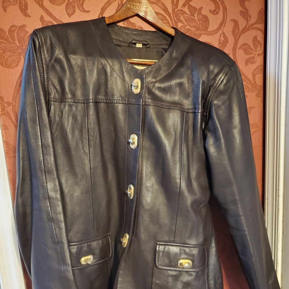 Donna LePure New York Brown Genuine Leather Suit